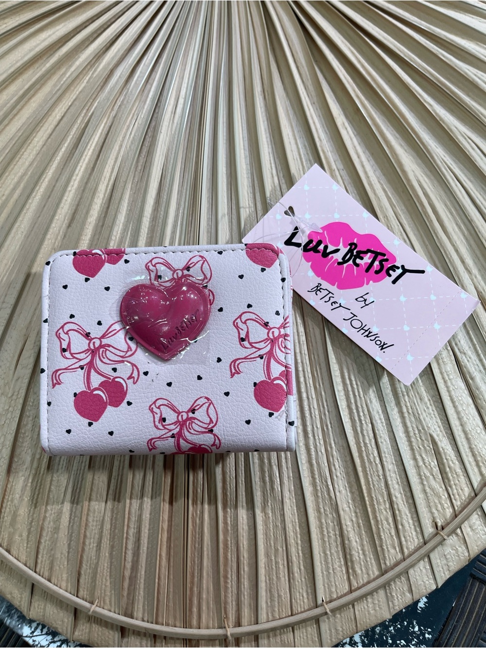 Betsey Johnson Pink Heart & Bow Compact Wallet